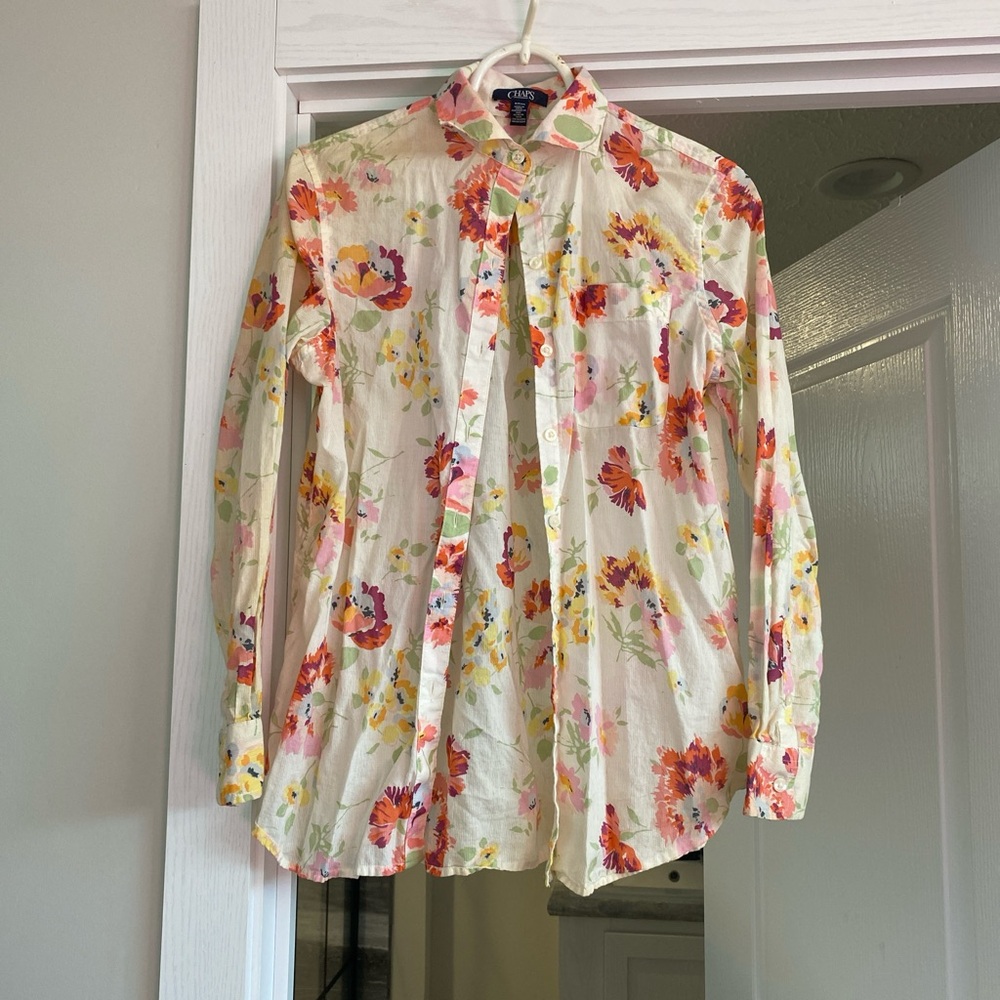 Chaps Floral Button Down Shirt - Multicolor